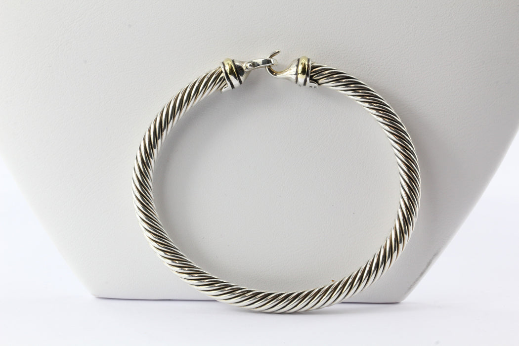 David Yurman Sterling Silver 18K Gold 5mm Cable Classic Buckle Bangle ...