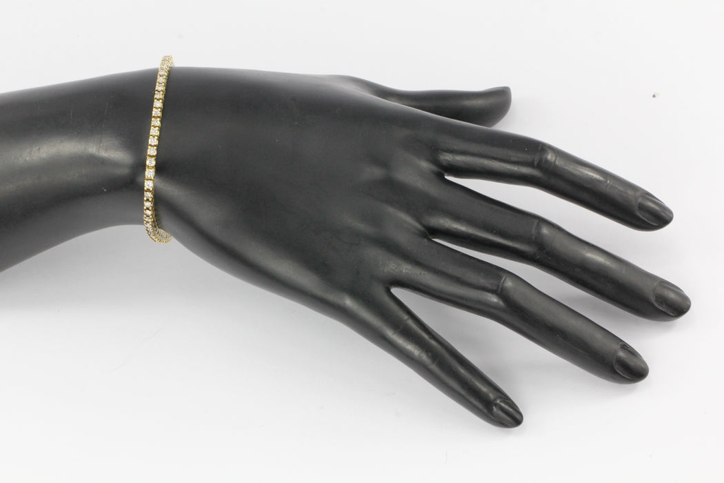 14K Yellow Gold 3 Carat Diamond Tennis Bracelet — Queen May