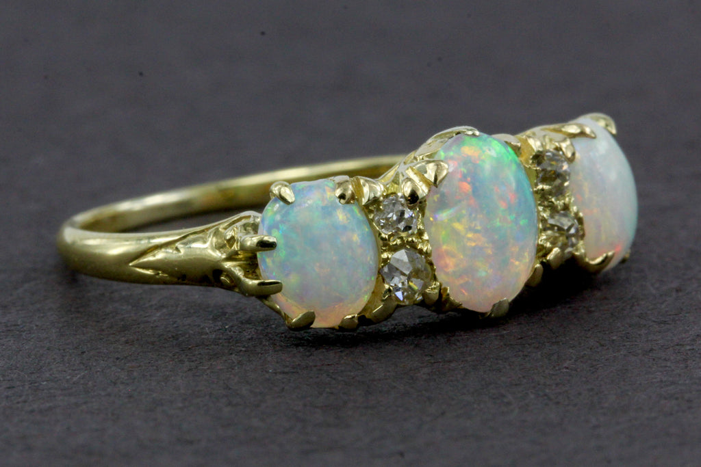 Victorian 18k Yellow Gold Opal And Diamond Ring — Queen May