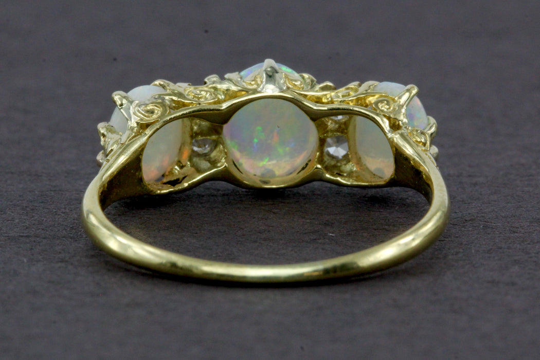 Victorian 18k Yellow Gold Opal And Diamond Ring — Queen May