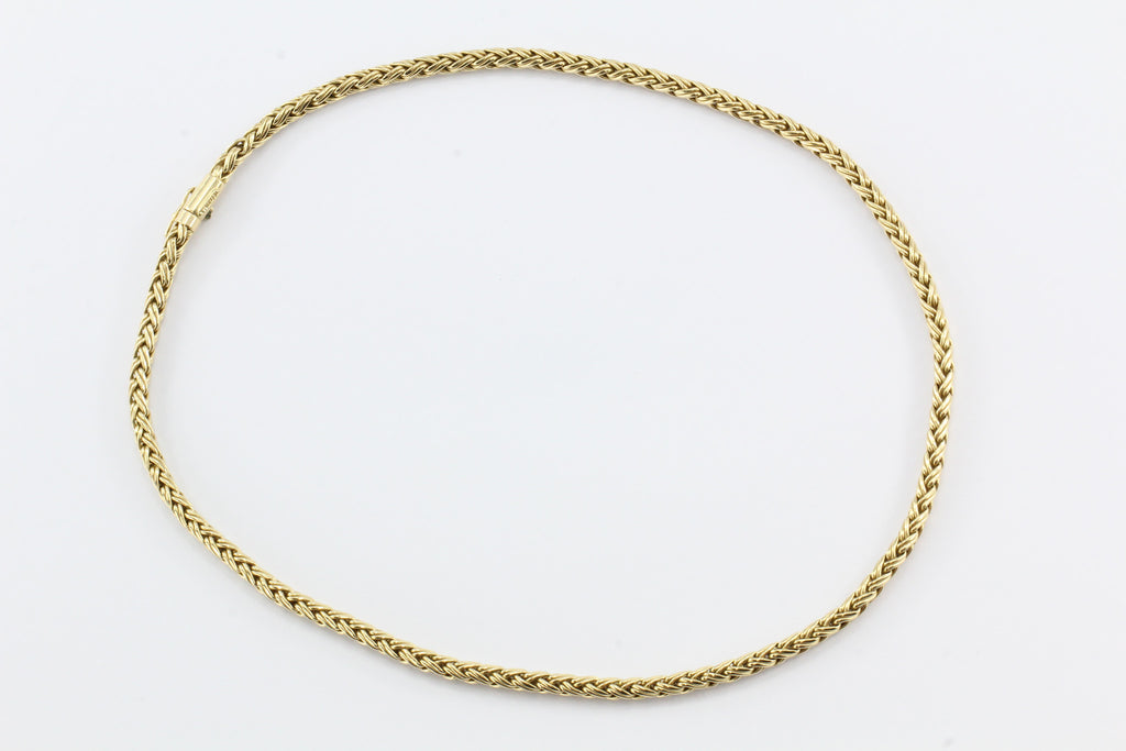 Tiffany & Co 14K Yellow Gold Woven Braided Necklace 18
