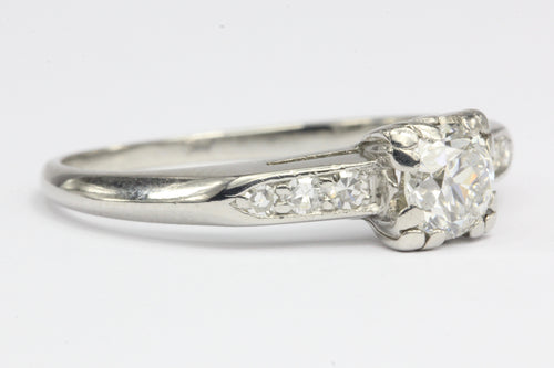 Art Deco Platinum .60 CTW Old European Cut Engagement Ring Size 7 ...