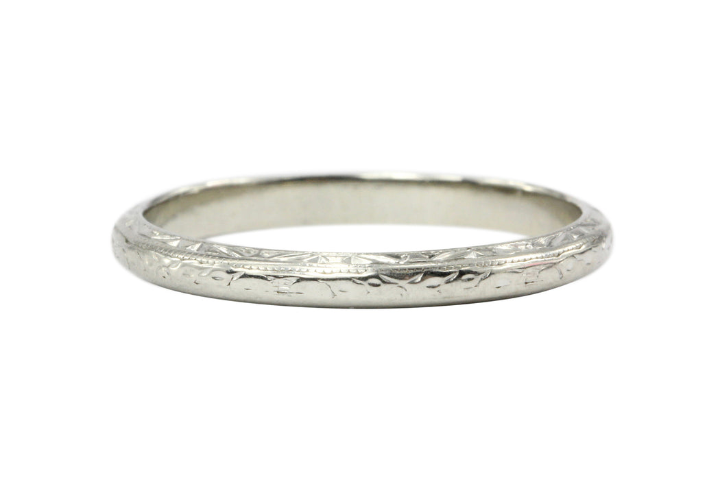 Art Deco 18K White Gold Wedding Band — QUEEN MAY