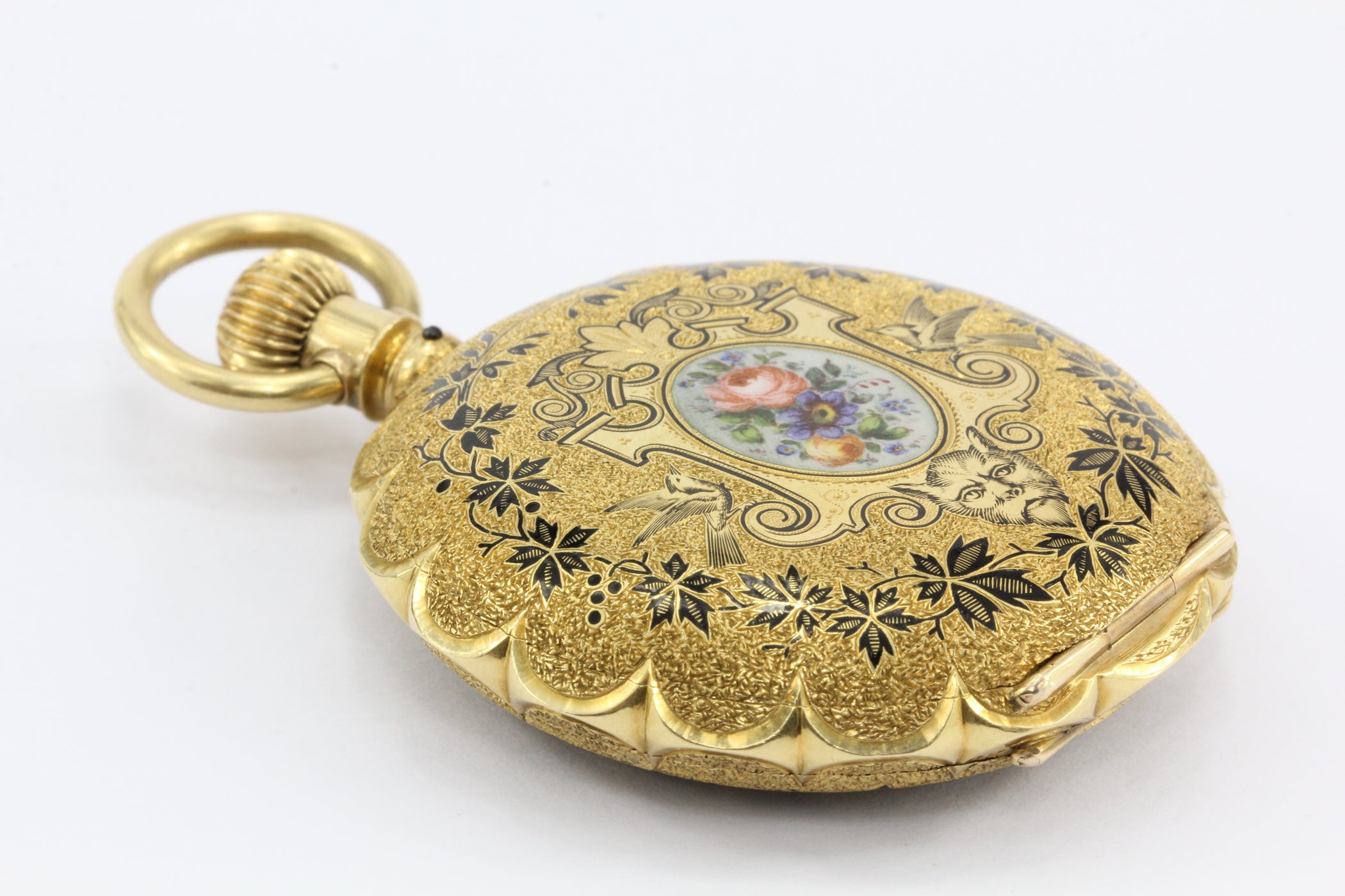 18K Gold Enamel 1883 pocket Watch by Western Watch Case Rockford Movem ...