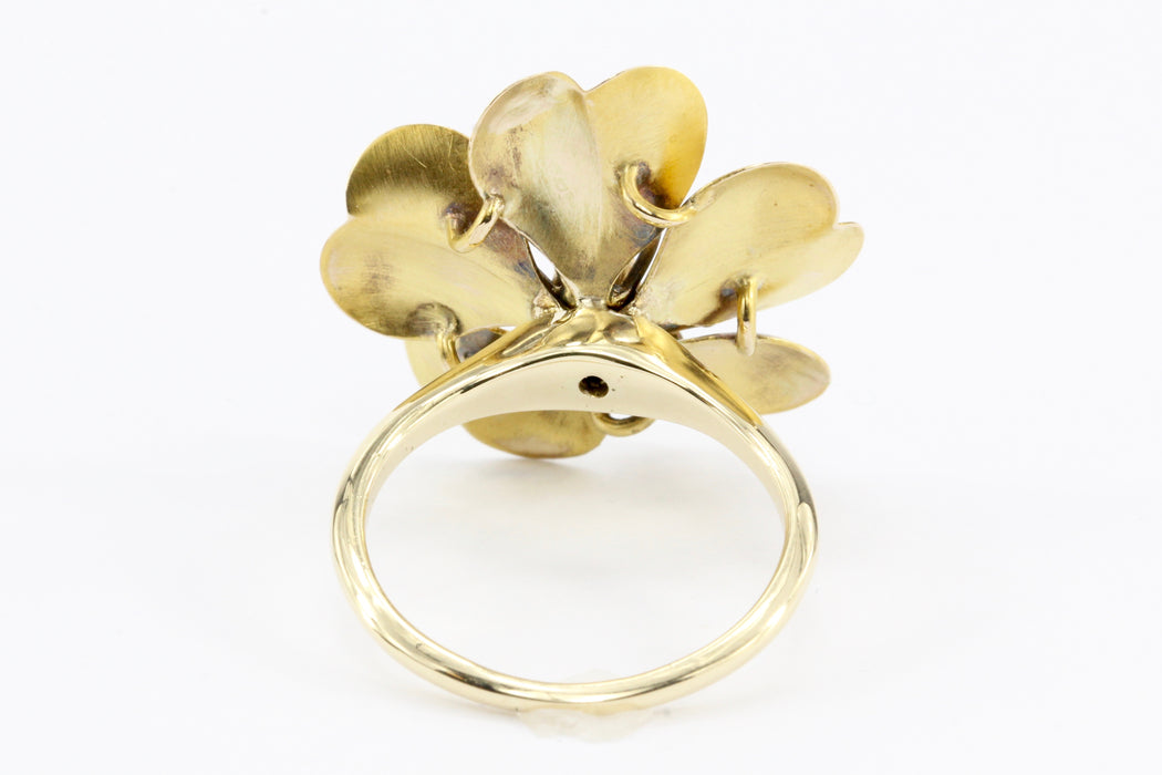 Victorian 10K Gold Old European Cut Diamond Flower Ring — Queen May