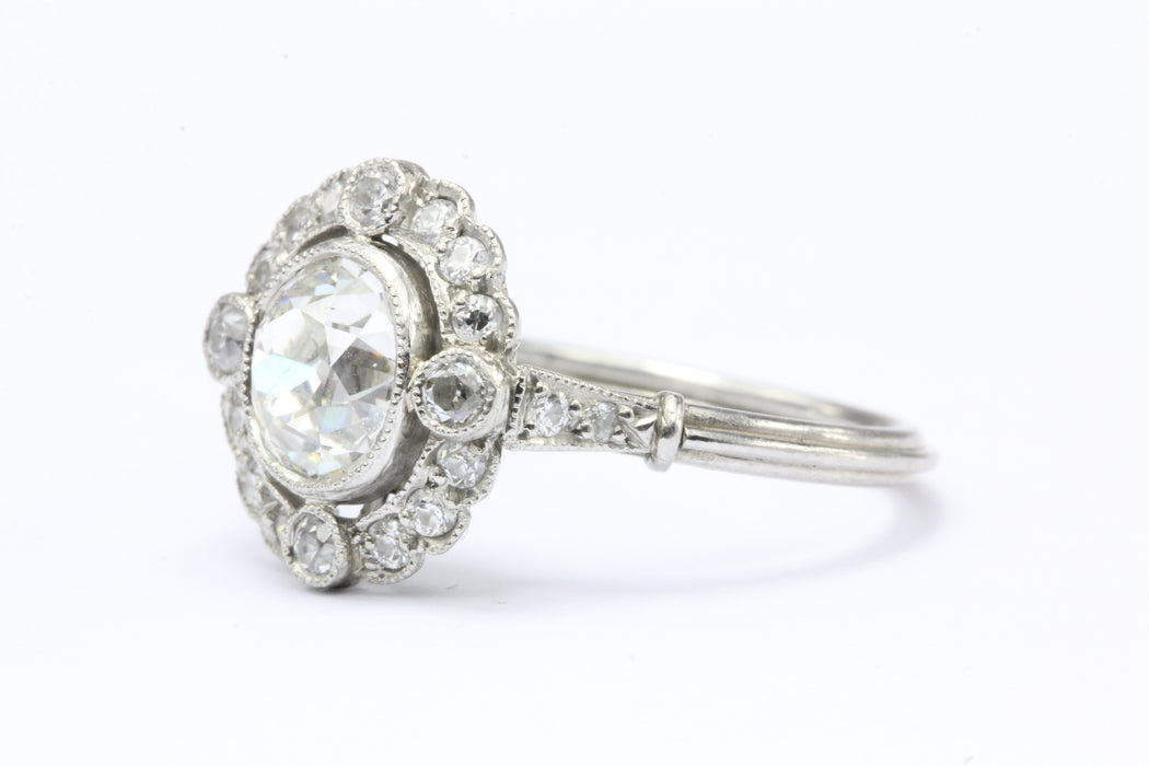 Edwardian Platinum Old Mine Cut Diamond Halo Engagement Ring c.1910 ...