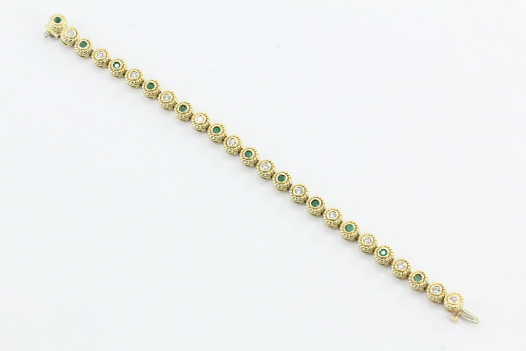 14K Gold Custom Emerald & Diamond Tennis Bracelet 4TCW — QUEEN MAY