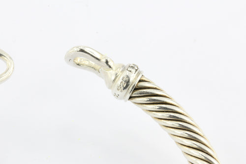 David Yurman Sterling Silver Diamond Cable Hook 5mm Bangle Bracelet ...