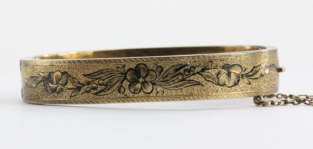 Pair of Matching Antique Victorian Enamel 14K Gold Bangle Bracelets ...