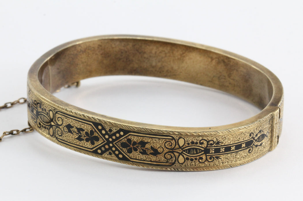 Pair of Matching Antique Victorian Enamel 14K Gold Bangle Bracelets ...