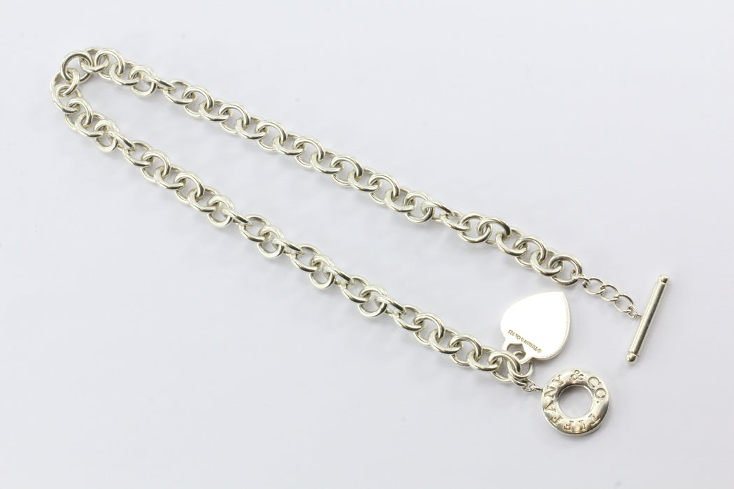 silver heart toggle necklace