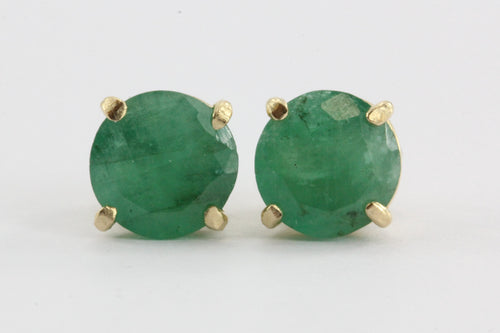 14K Gold 1.3 TCW Classic Emerald Earrings Studs – QUEEN MAY