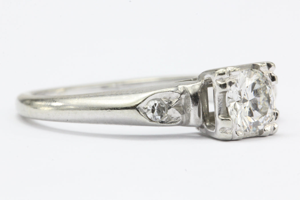 Retro 18k White Gold Diamond Engagement Ring C1940 — Queen May 3621