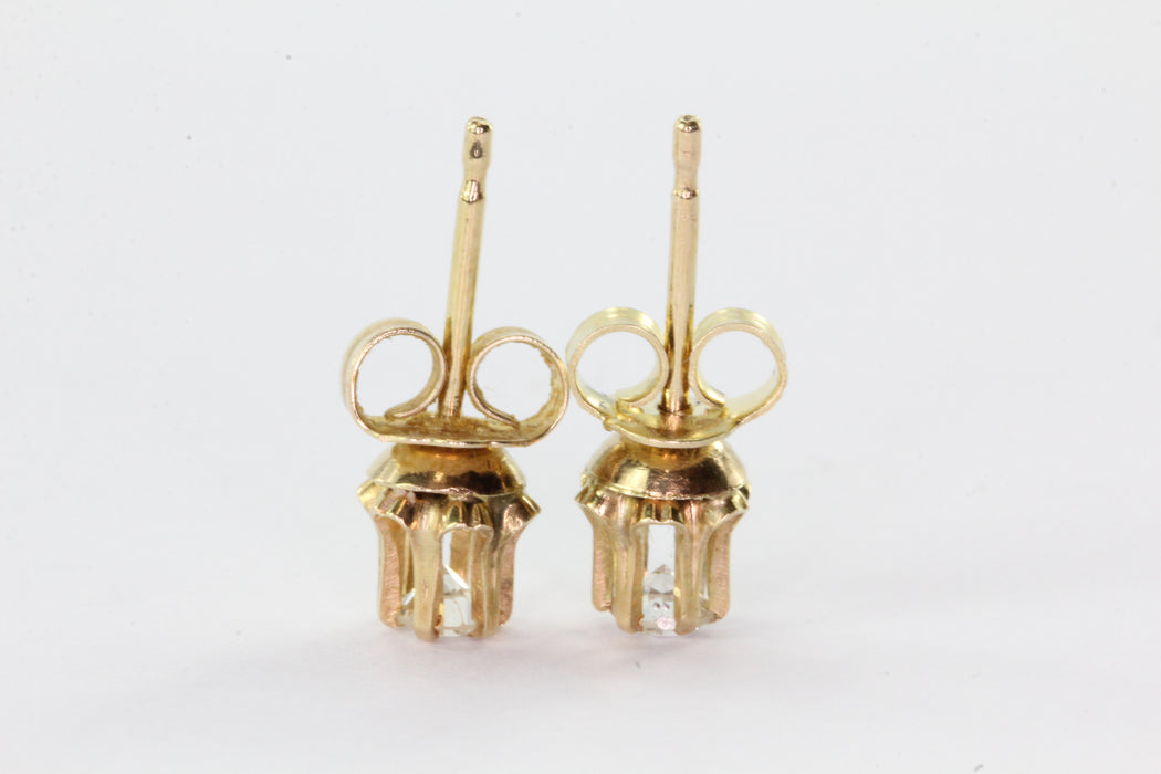 Vintage 14K Gold Belcher Mounted .20 CTW Diamond Earring Studs — Queen May