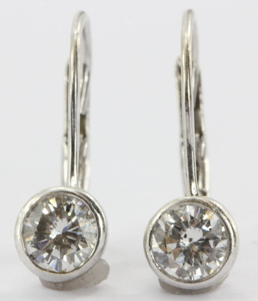14k White Gold .70 ctw H Si2 Diamond Leverback Drop Earrings — Queen May