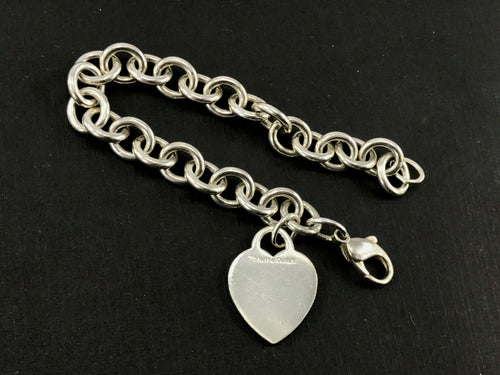 Tiffany & Co Sterling Silver Heart Tag Bracelet – QUEEN MAY