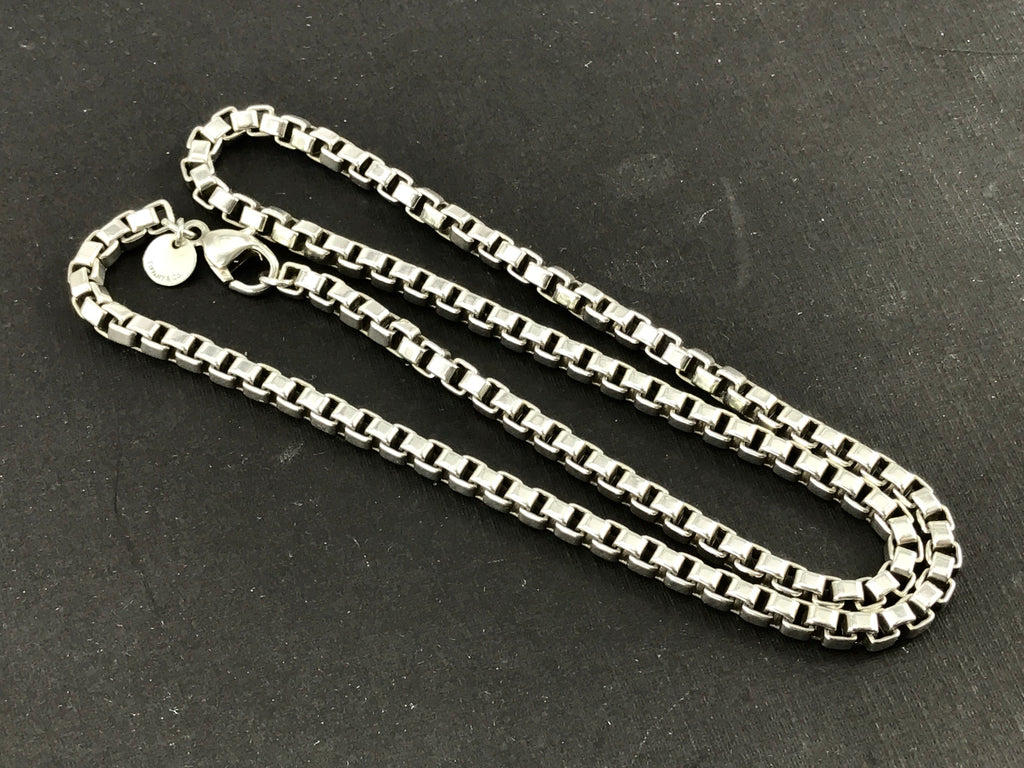 Tiffany & Co Sterling Silver Venetian Box Link Chain Necklace 18 ...