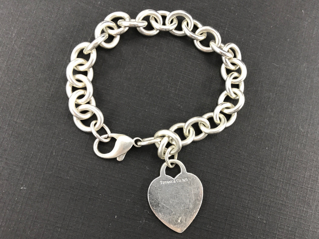 Tiffany & Co Sterling Silver Heart Tag Bracelet 7.75