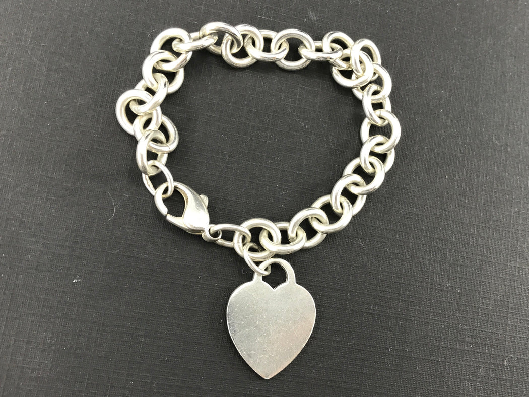 Tiffany & Co Sterling Silver Heart Tag Bracelet 7.75