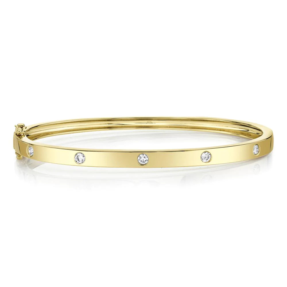 14K Yellow Gold 0.38 Carat Total Weight Diamond Bangle - Queen May