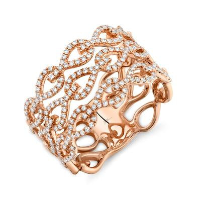 14K Rose Gold .48 Carat Total Weight Wide Diamond Band