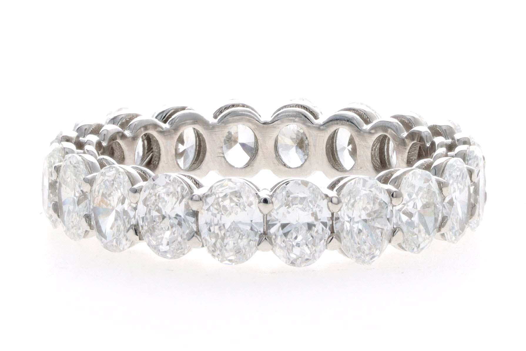 18K White Gold 3.03 Carat Total Weight Oval Cut Diamond Eternity Band