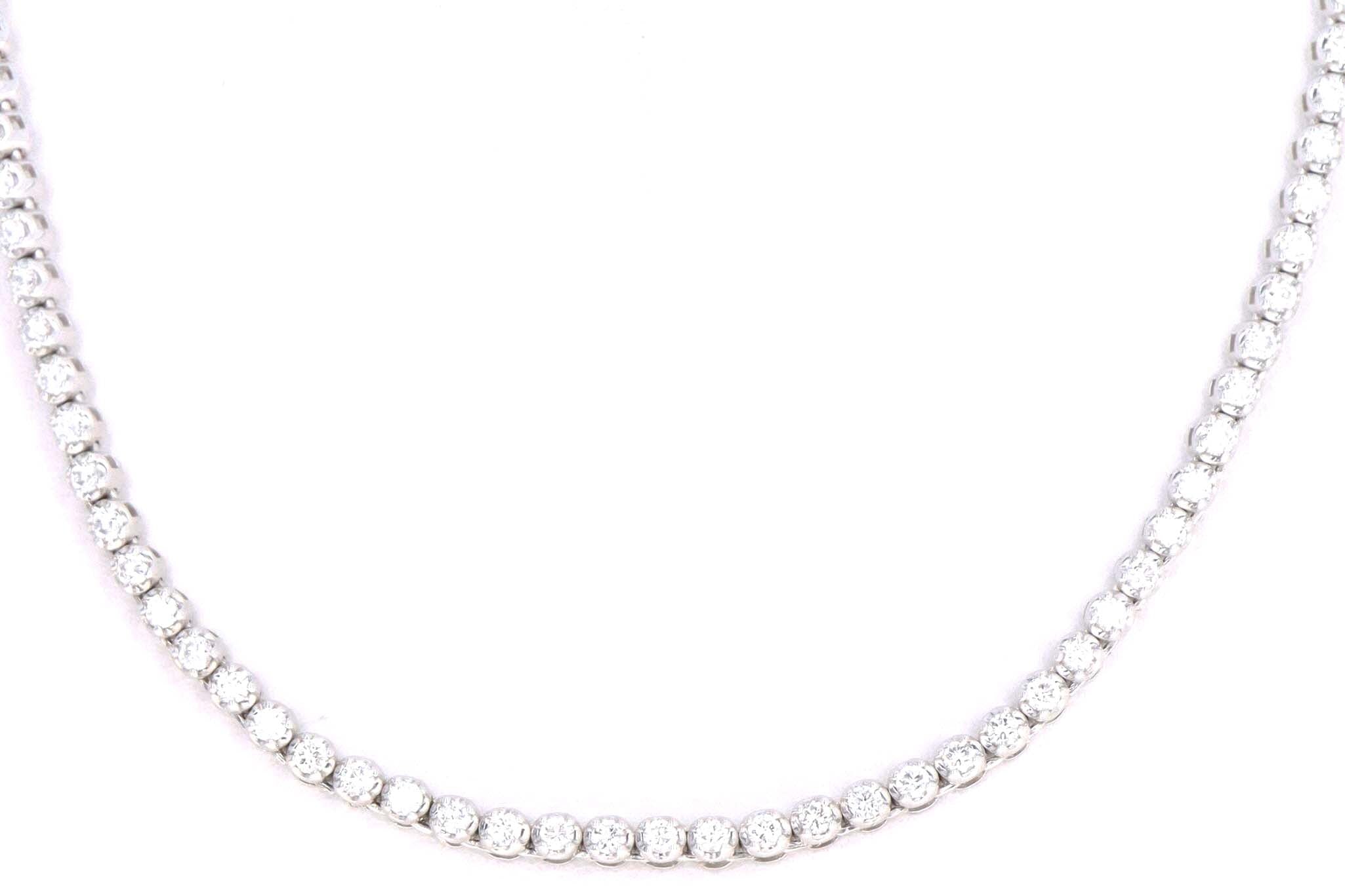 14K White Gold 2.50 Carat Total Weight Round Diamond Tennis Necklace