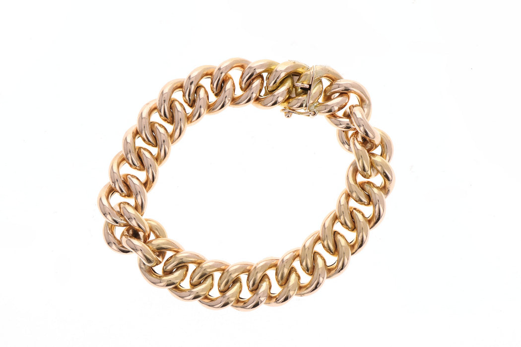 French Victorian 18K Rose Gold Curb Link Bracelet — QUEEN MAY