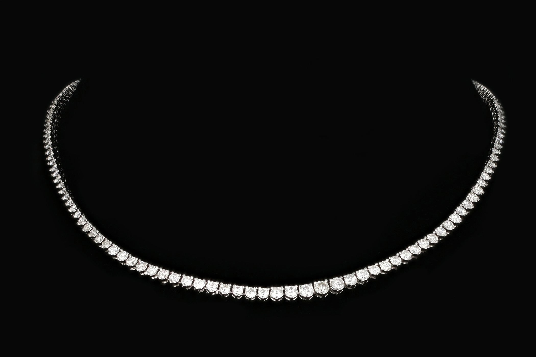 Vintage 14K White Gold 8 Carat Total Weight Diamond Tennis Necklace ...