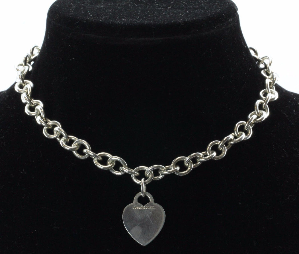 heart tag necklace sterling silver