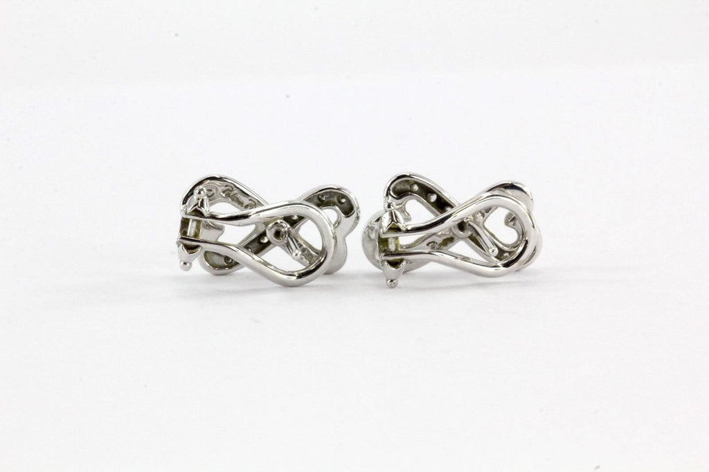 Tiffany & Co 18K White Gold Diamond Double Loving Heart Earrings Palom ...