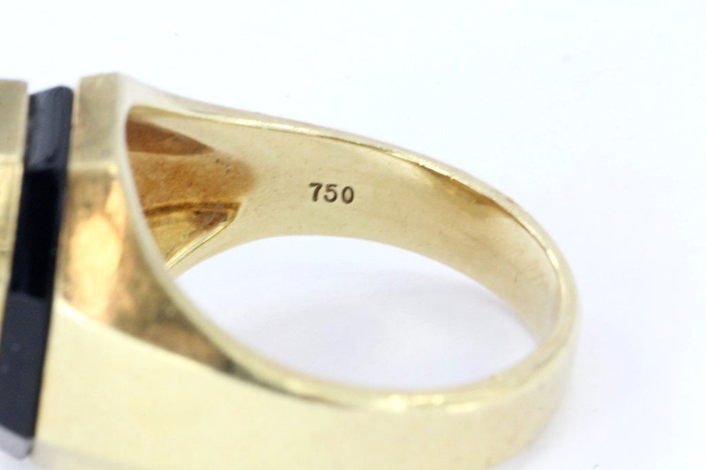 Vintage Art Deco 18K Gold Diamond & Onyx Signet Ring by Lipp & Co ...
