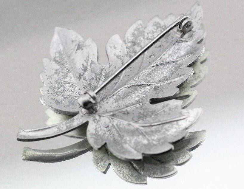 Womens Brooch Sterling Silver Branch With Flowers And Leaves