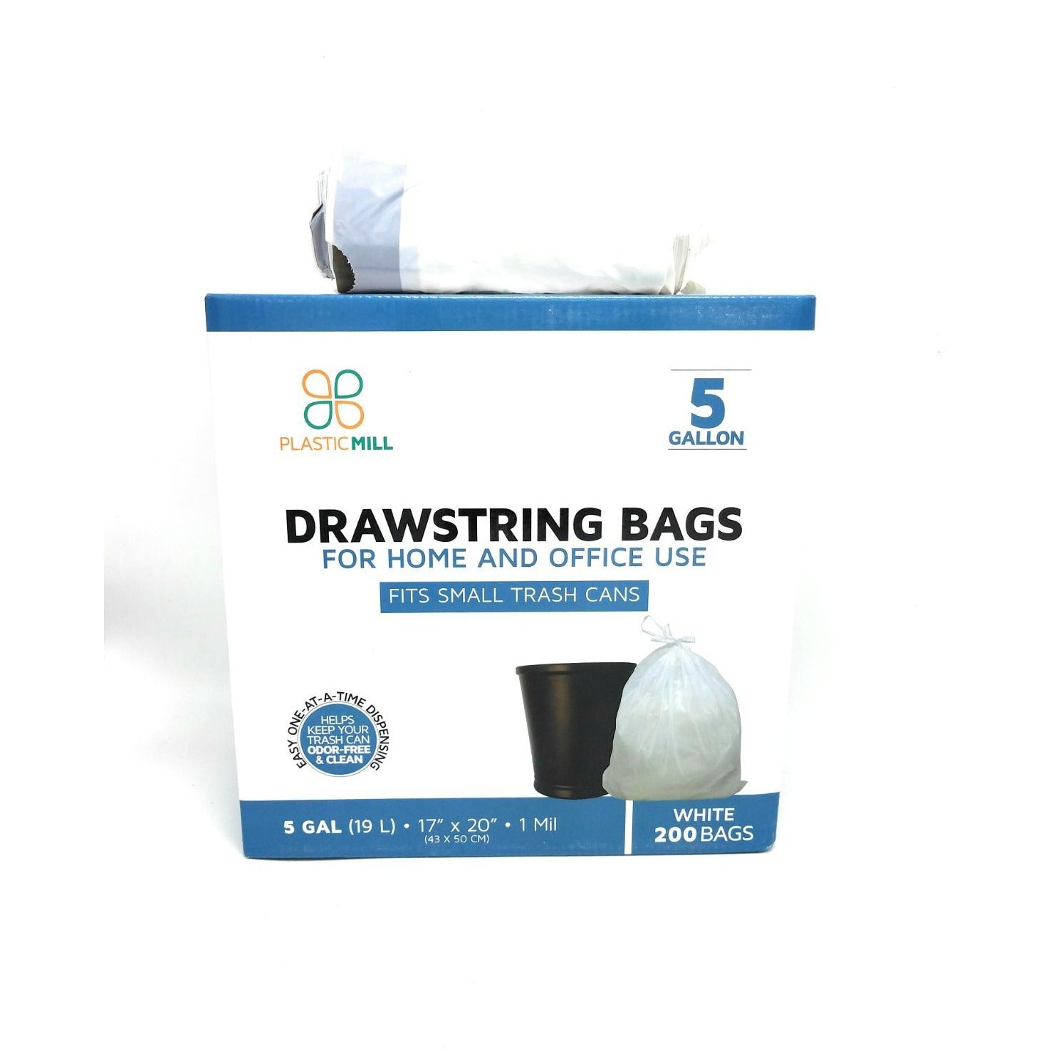 5-Gallons White Plastic Can Drawstring Trash Bag (100-Count)