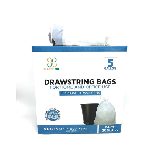 Plasticplace 13 Gallon Trash Bags │ 1.2 Mil │ White Extra-Large Drawstring  Garbage Can Liners │ 24 x 31 (50 Case)