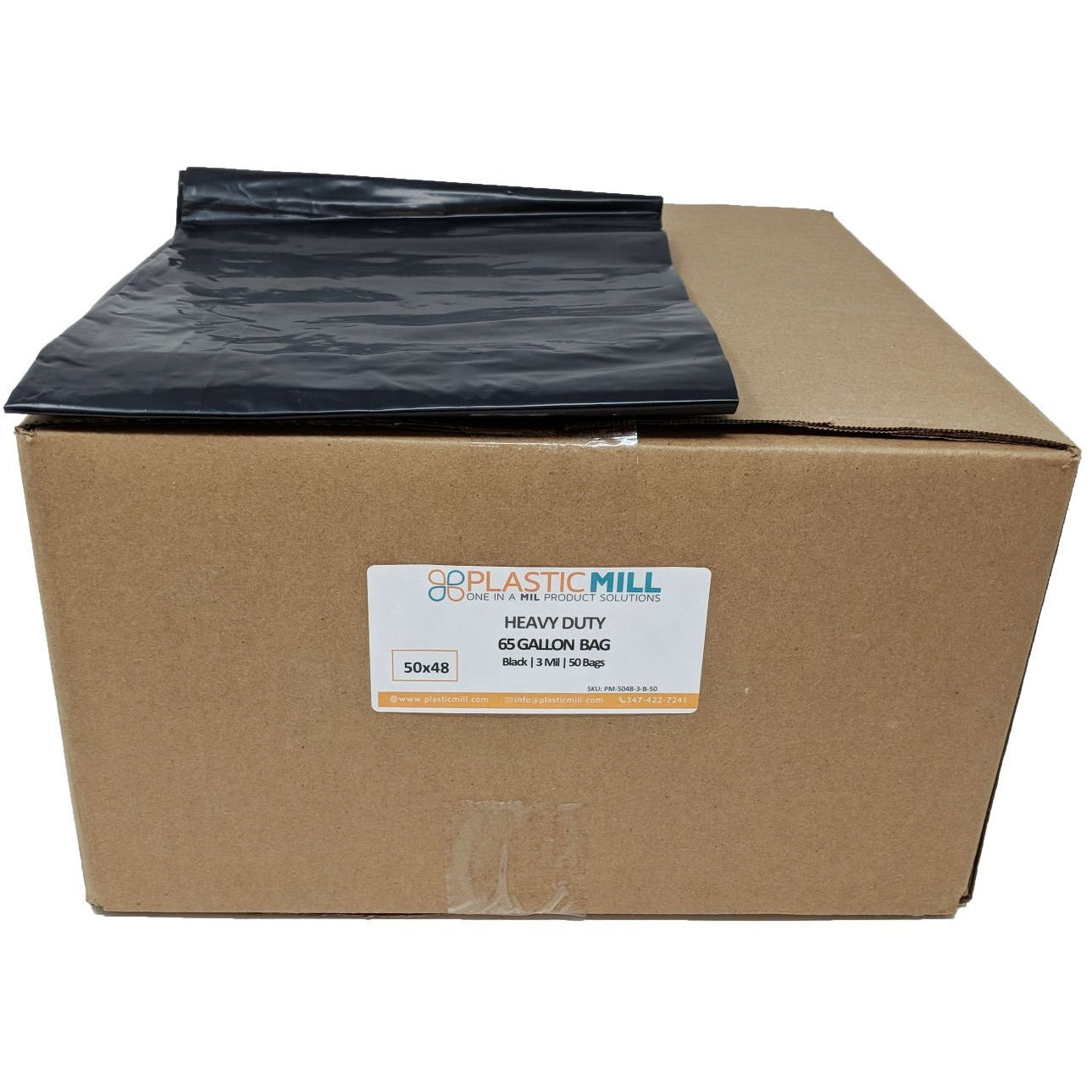 PlasticMill 13 Gallon Drawstring White 1.2 Mil 24x31 200 Bags/Case Extra Tall Garbage Bags/Trash Can Liners.