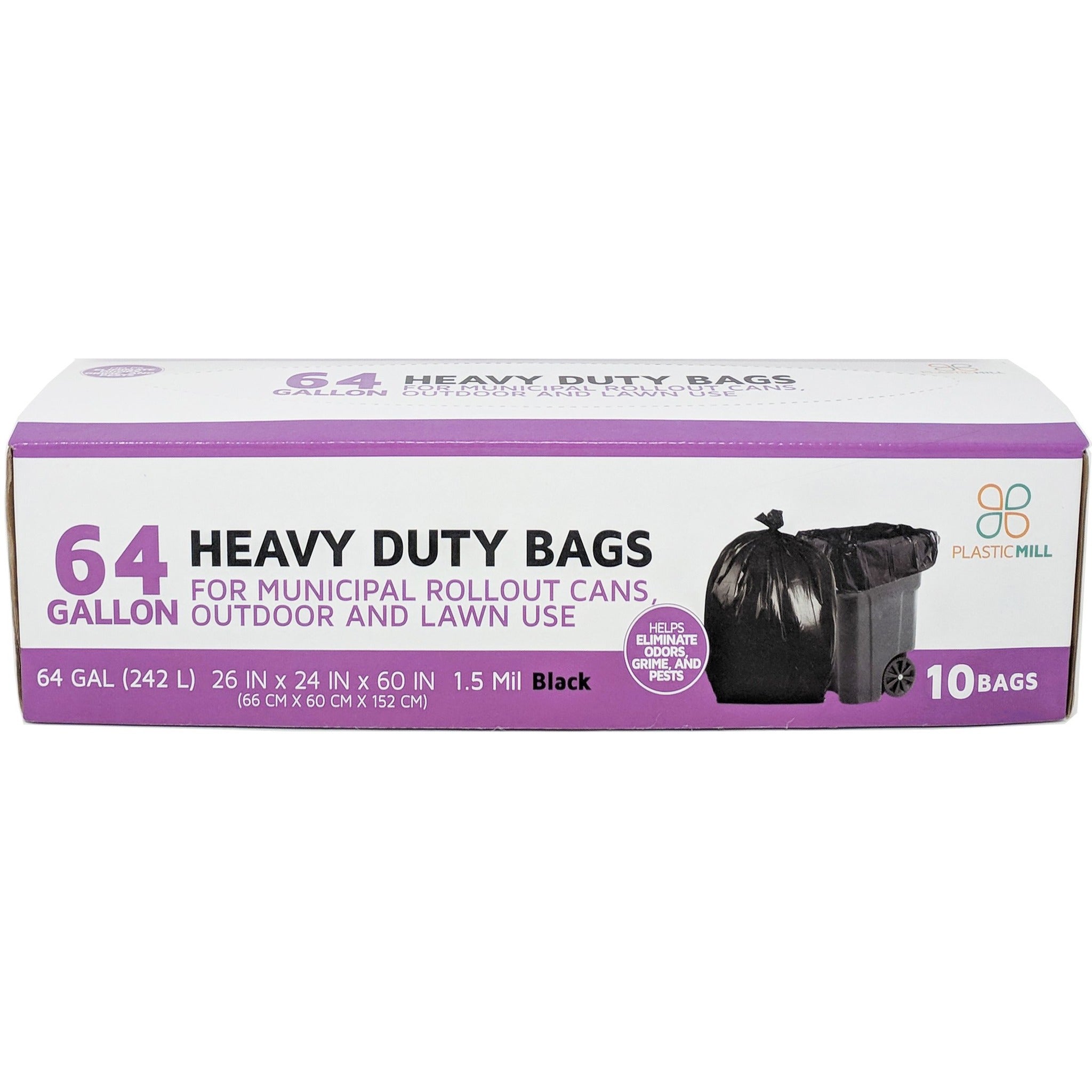 PlasticMill 33 Gallon, Black, 3 mil, 33x39 50 Bags/Case, Garbage Bags.