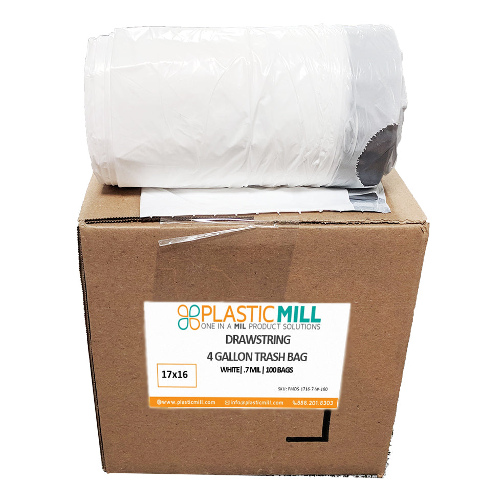 5-Gallons White Plastic Can Drawstring Trash Bag (100-Count)