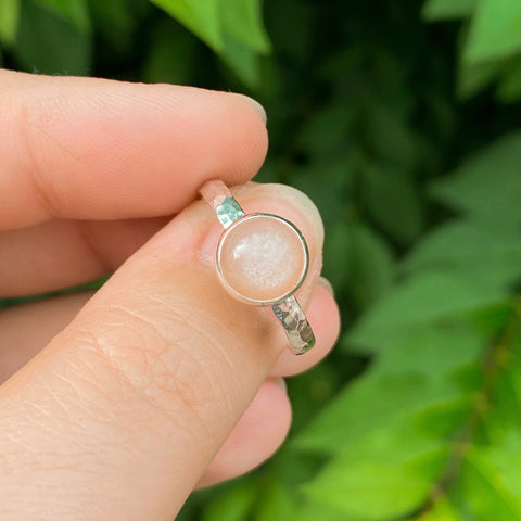 Peach Moonstone Hammered Ring