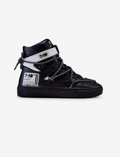 609 black double laced mid-top sneaker –