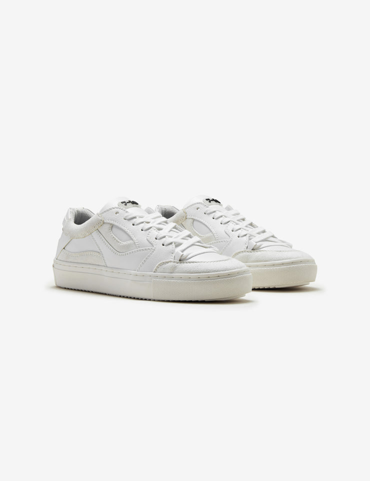 301 white overpanelled low-top sneaker