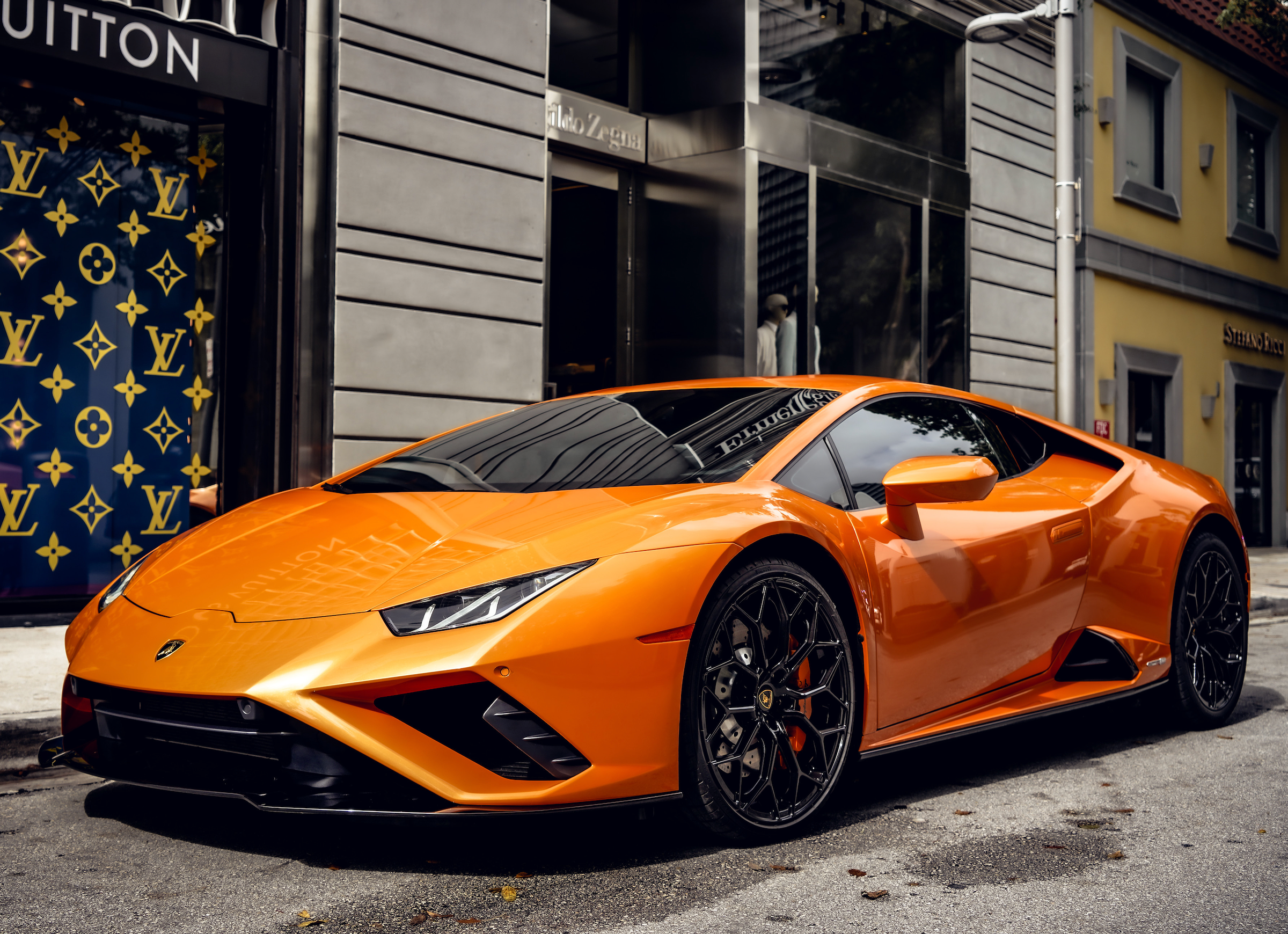 2022 Lamborghini Huracan Evo for Rent—Orange | EMC Rentals