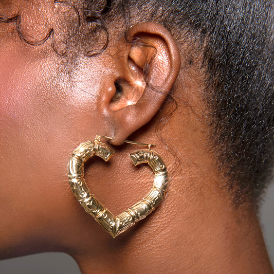 10k Gold Medium Bamboo Hoops