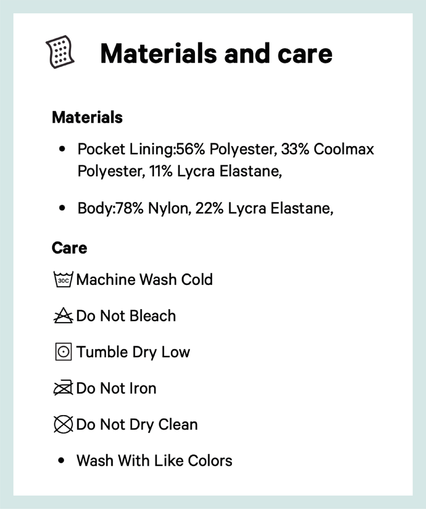 Lululemon care and materials