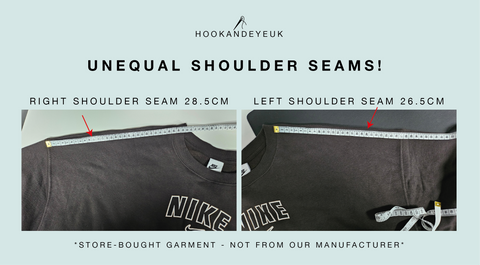 unequal shoulder seams in clothing manufacture