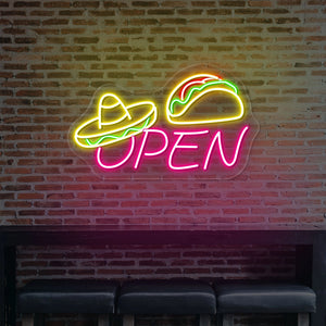 Sombrero Hat Open Taco Neon Sign - Crazy Neon