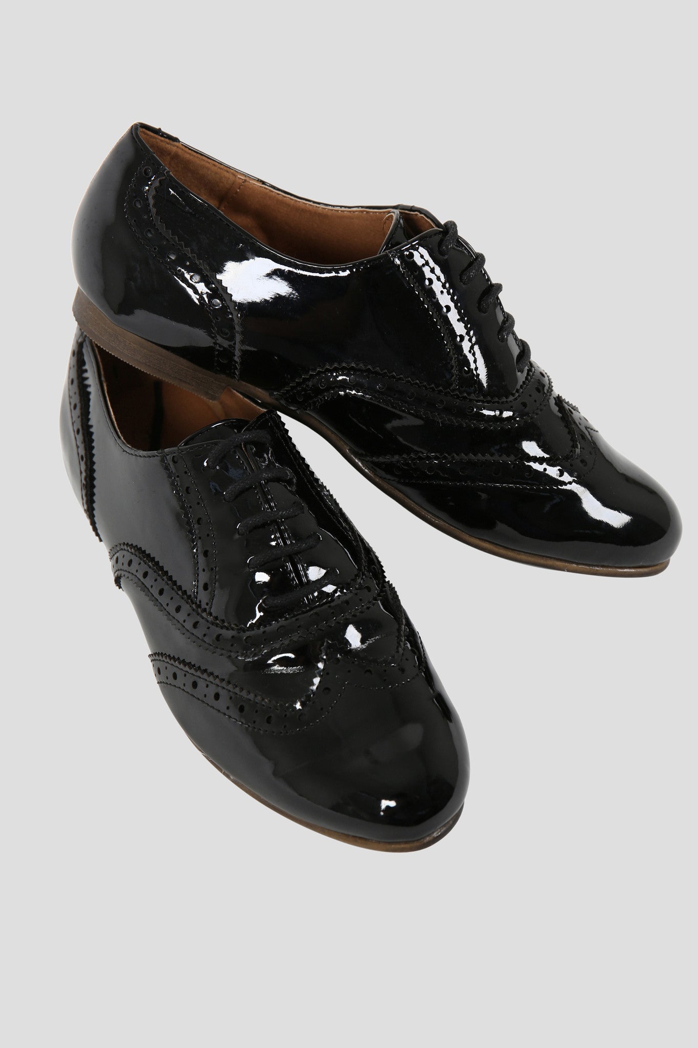 ladies black patent brogues