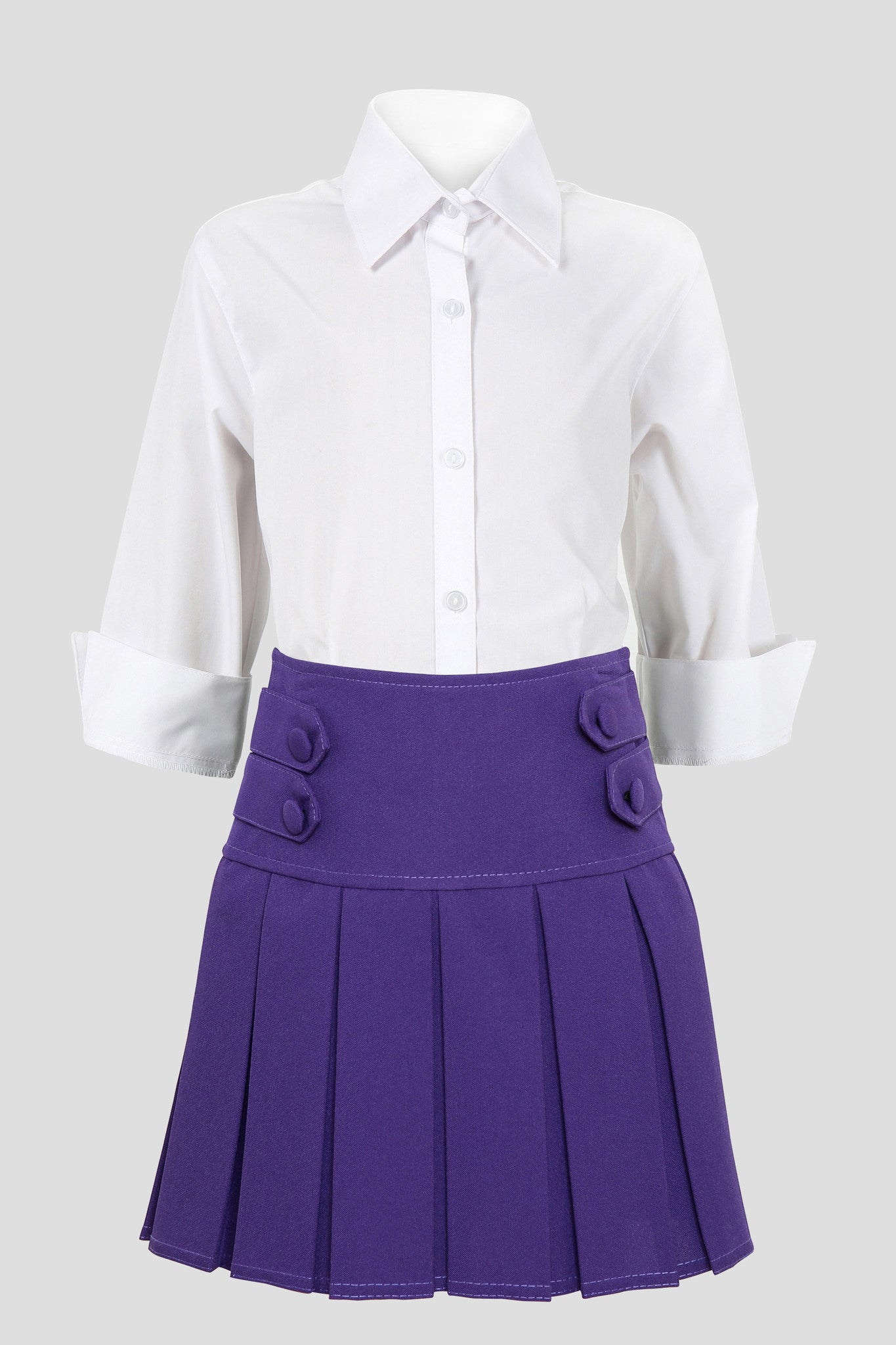 School Uniform Girls Box Pleat Skirt Full Elastic Grey 9-10