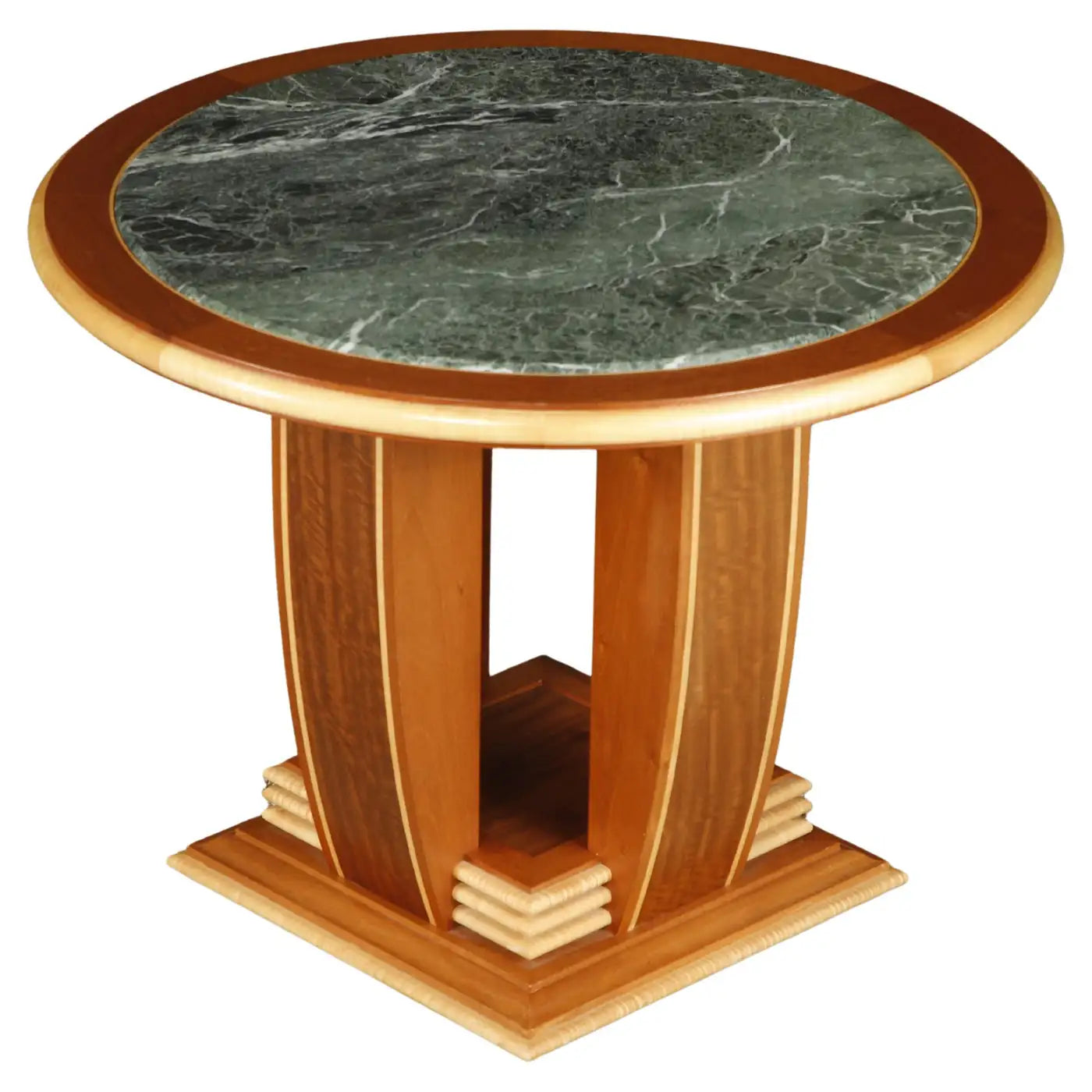 Mahogany and Marble Center Table or Zoom Table by Ron Puckett, 1991, Signed