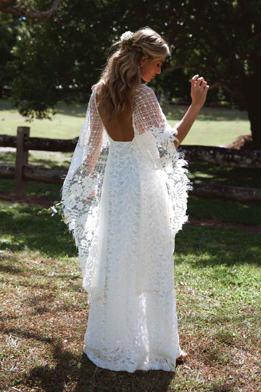Zinnia 3D Lace Bohemian Wedding Dress | Dreamers and Lovers